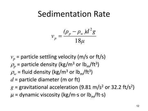 rate of sedimentation calculation